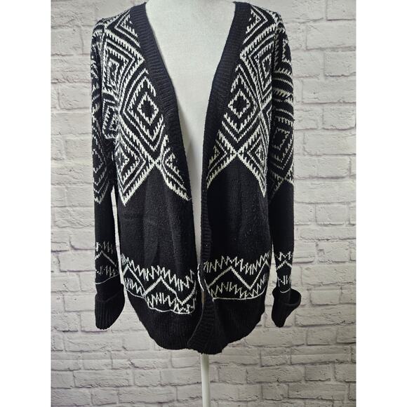 Romeo + Juliet Couture Womens Open Front Cardigan Black White Small - Picture 4 of 9